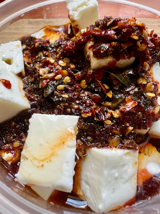 Chili Crisp-Marinated Goat Feta